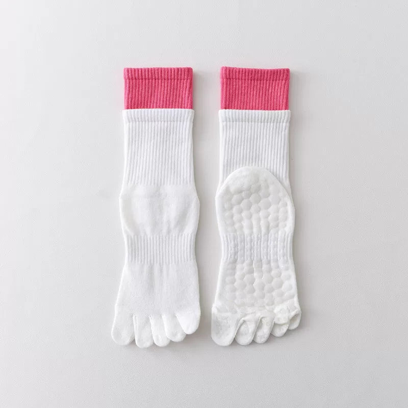 Findszx | Women’s Mid-Calf Five-Toe Yoga Socks with Grip for Pilates, Dance & Indoor Training