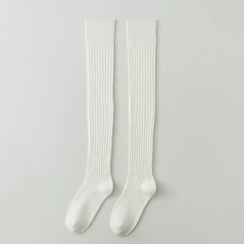Findszx | Women’s Over-the-Knee Ribbed Cotton Socks with Soft Texture for Autumn & Winter Wear