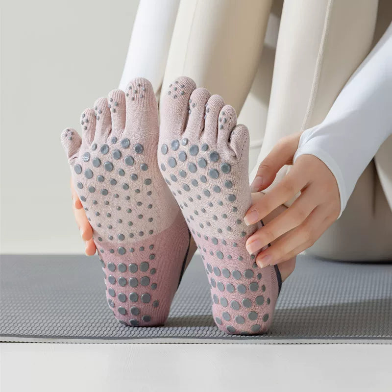 Findszx | Women’s Open-Heel Split-Toe Yoga Socks with Grip for Pilates & Dance Practice