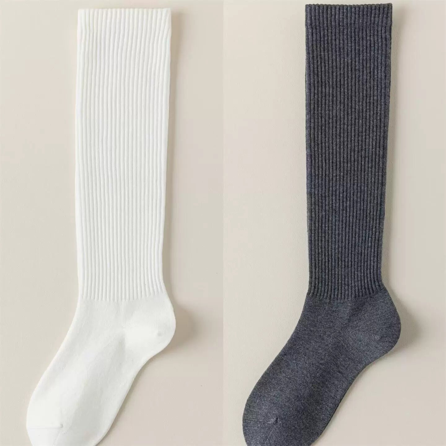 Findszx | Women’s Warm Wool-Blend Knee-High Socks with Striped Design for Autumn & Winter Wear