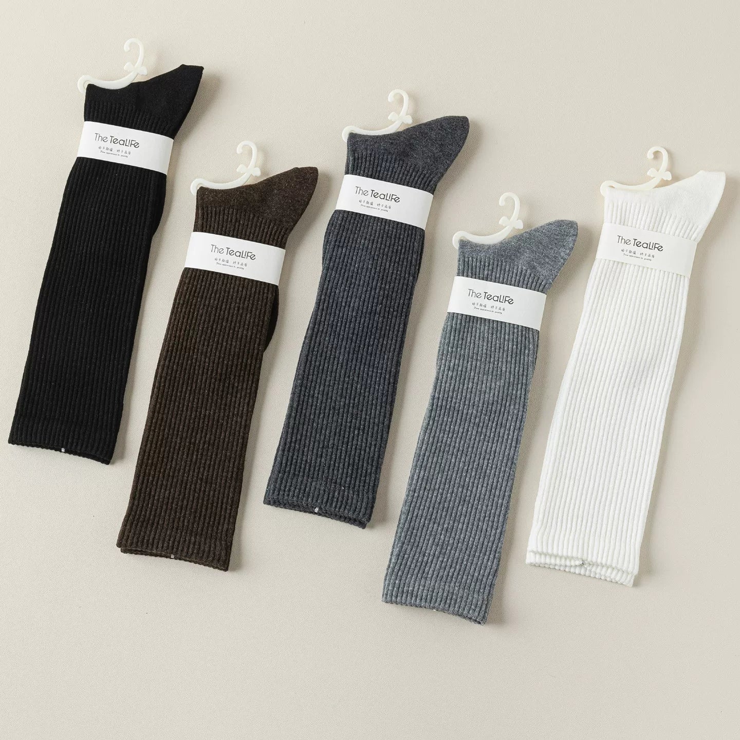 Findszx | Women’s Warm Wool-Blend Knee-High Socks with Striped Design for Autumn & Winter Wear