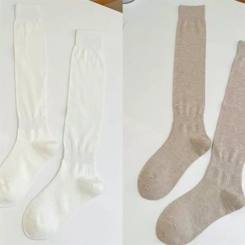 Findszx | Relaxed-Fit Knee-Length Socks for Women, Solid Color Design, Spring & Summer Everyday Style