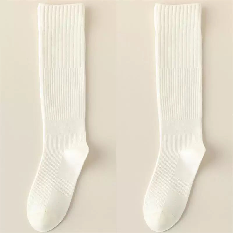 Findszx | Women’s Striped Knee-Length Cotton Socks with Seamless Knit for Spring & Autumn Wear