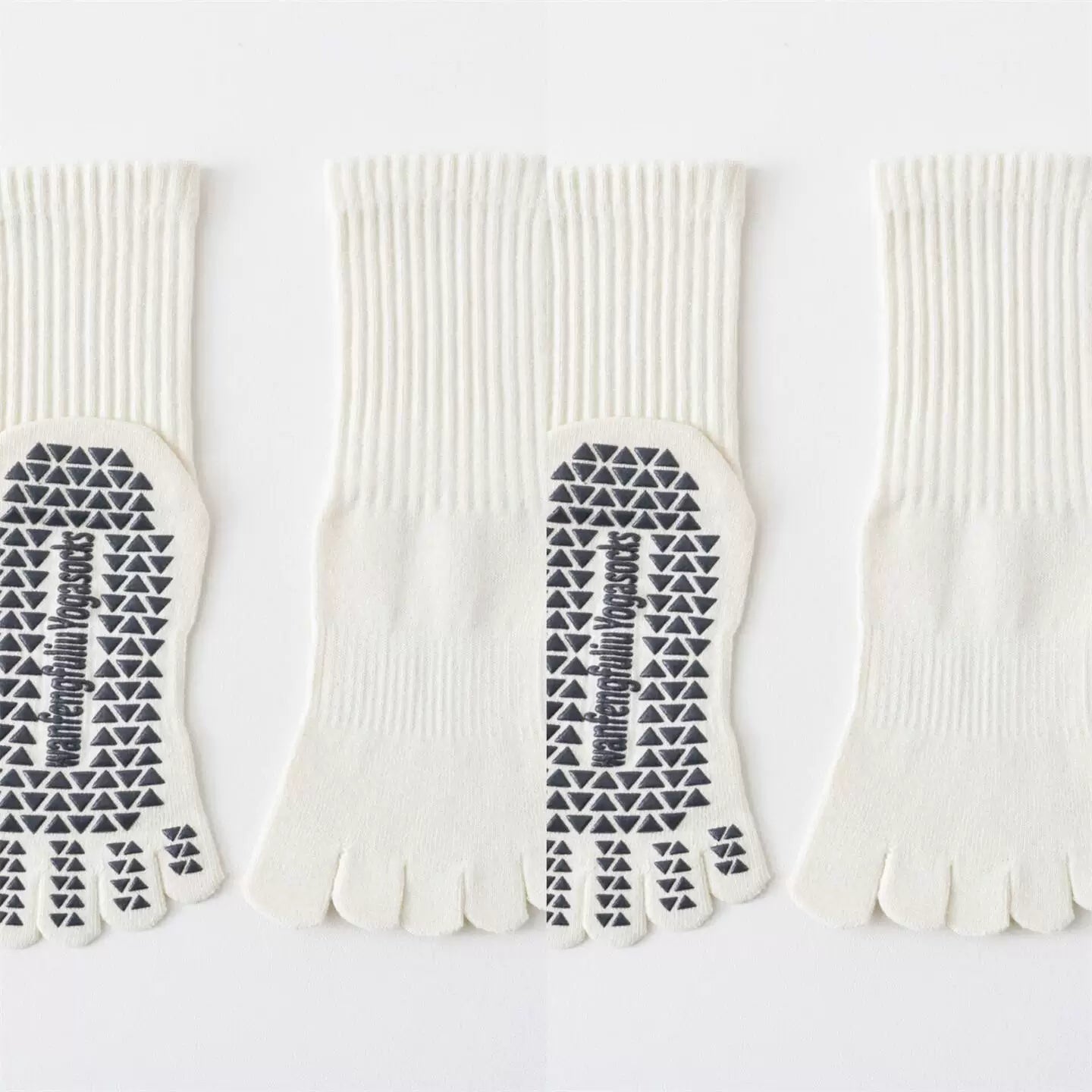 Findszx | Women’s Solid Color Mid-Calf Five-Toe Yoga Socks with Grip for Pilates & Indoor Fitness