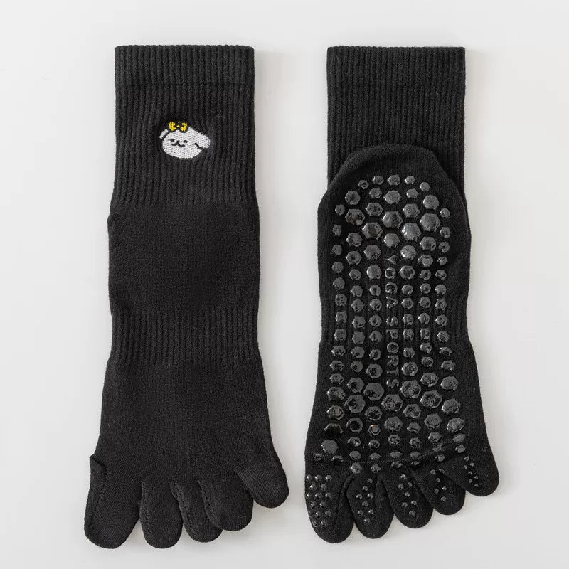 Findszx | Women’s Mid-Calf Five-Toe Cotton Yoga Socks with Grip for Pilates & Indoor Training