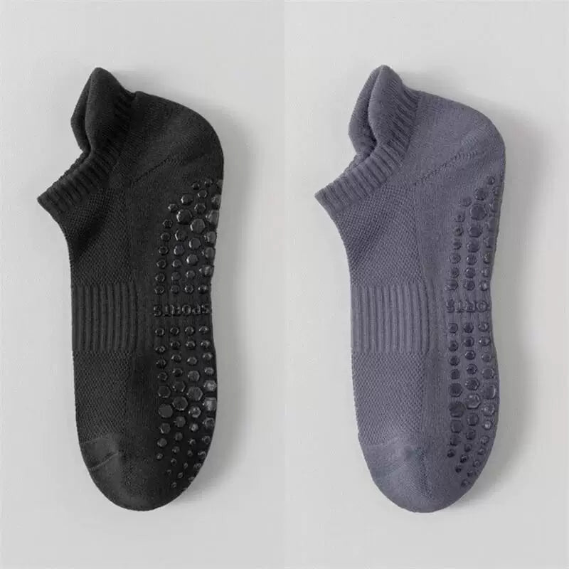 Findszx | Men’s Cushioned Mid-Calf Cotton Yoga Socks with Silicone Grip for Pilates & Indoor Fitness