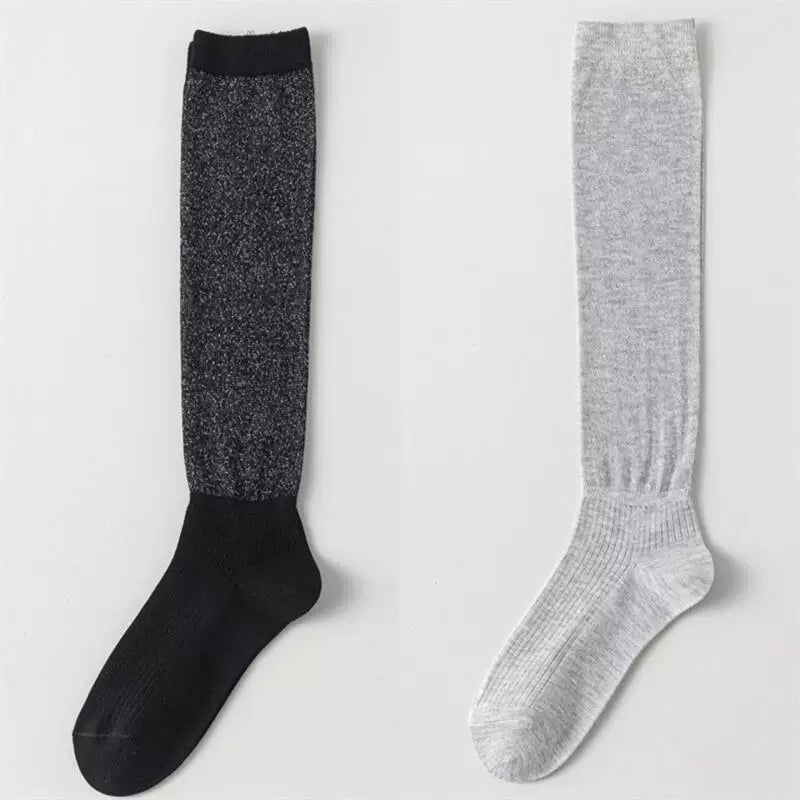 Findszx | Lightweight Shimmer Long Calf Socks for Women, Smooth Sheer Texture, Summer Mid-High Style