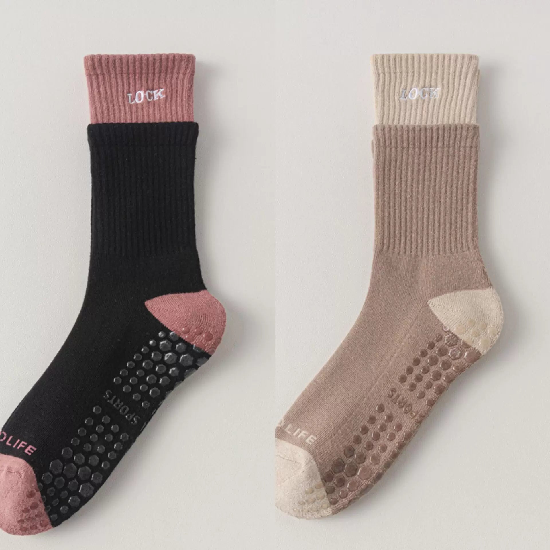 Findszx | Women’s Cushioned Mid-Calf Cotton Yoga Socks with Grip for Pilates & Indoor Fitness