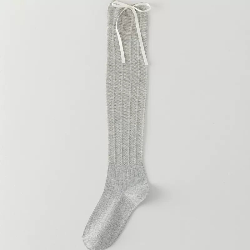 Findszx | Women’s Ballet-Inspired Hollow Knit Calf Socks with Bow Detail for Spring & Summer Wear
