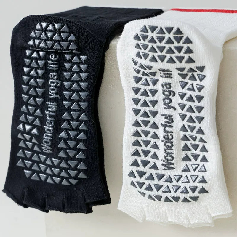 Findszx | Women’s Open-Toe Mid-Calf Five-Toe Yoga Socks with Grip for Pilates, Dance & Indoor Fitness