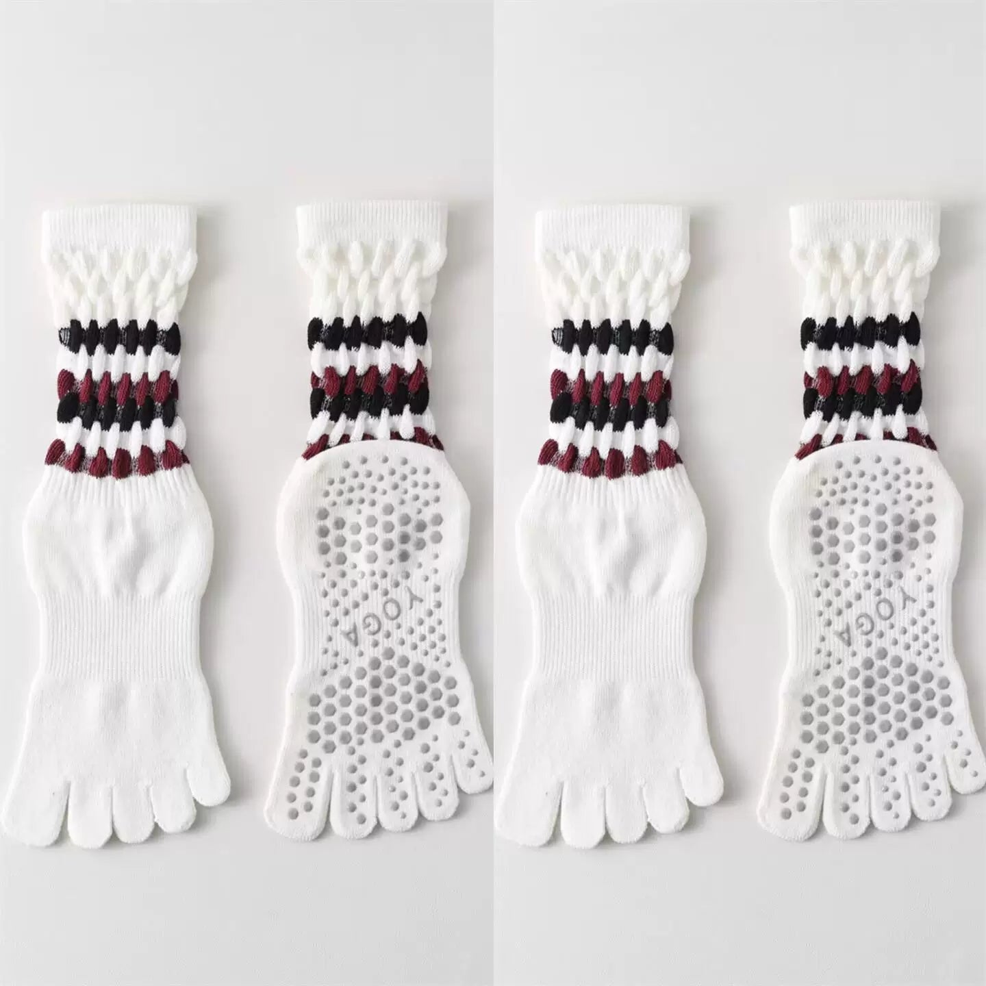 Findszx | Women’s Cotton Five-Toe Yoga Socks with Grip for Pilates, Studio Training & Indoor Fitness