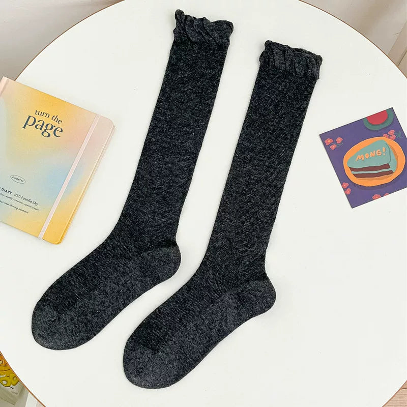 Findszx | Women’s Ballet-Inspired Bubble-Cuff Calf Socks with Ultra-Light Mesh Cotton for Summer Wear