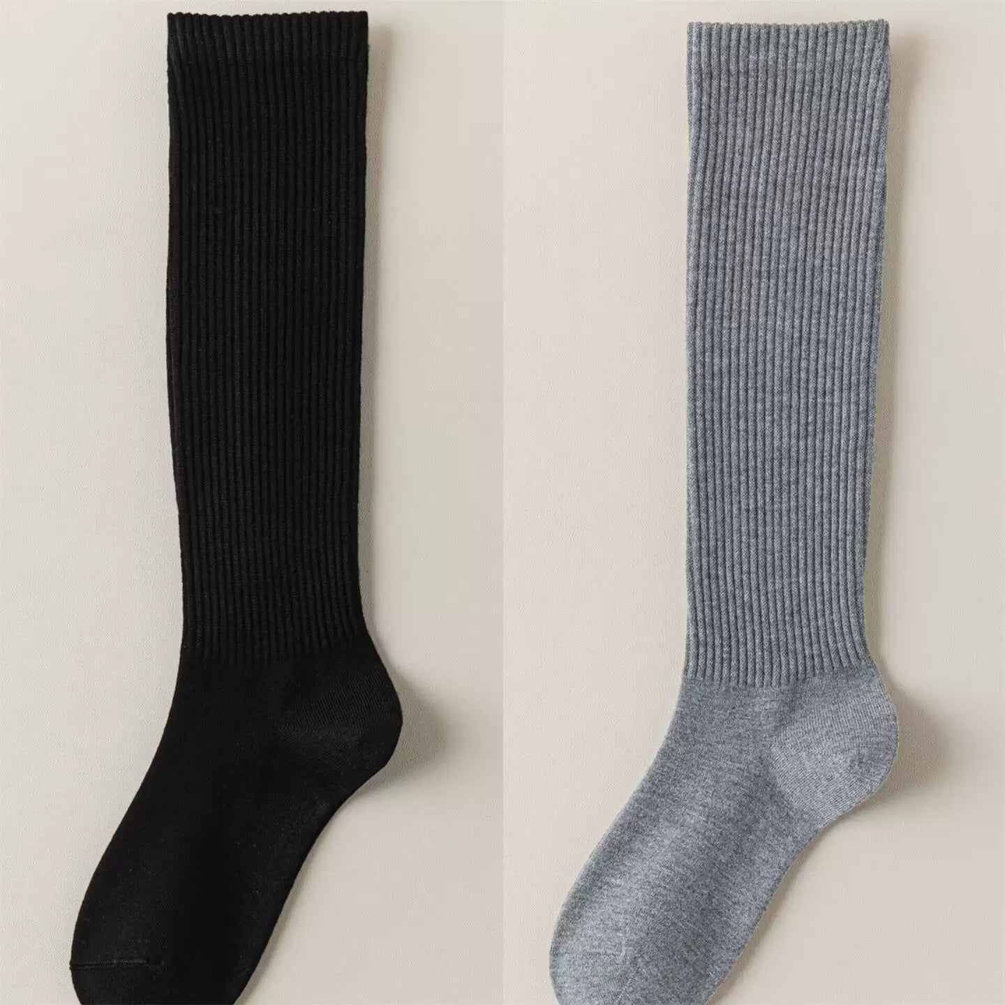 Findszx | Women’s Warm Wool-Blend Knee-High Socks with Striped Design for Autumn & Winter Wear