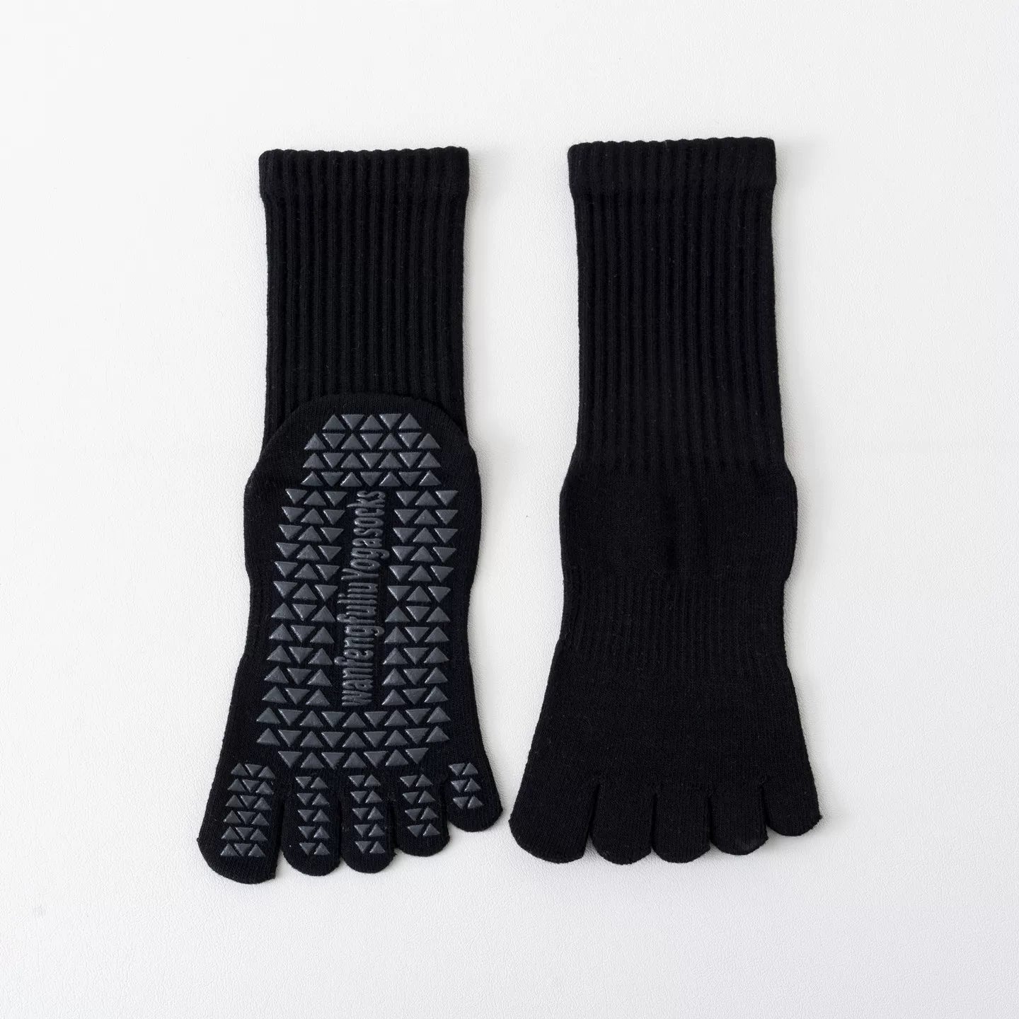 Findszx | Women’s Solid Color Mid-Calf Five-Toe Yoga Socks with Grip for Pilates & Indoor Fitness