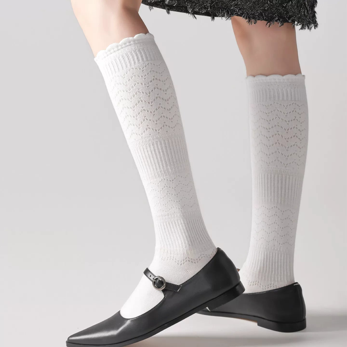 Findszx | Women’s Merino Wool Lace Calf Socks with Open-Knit Texture for Everyday Fashion Wear