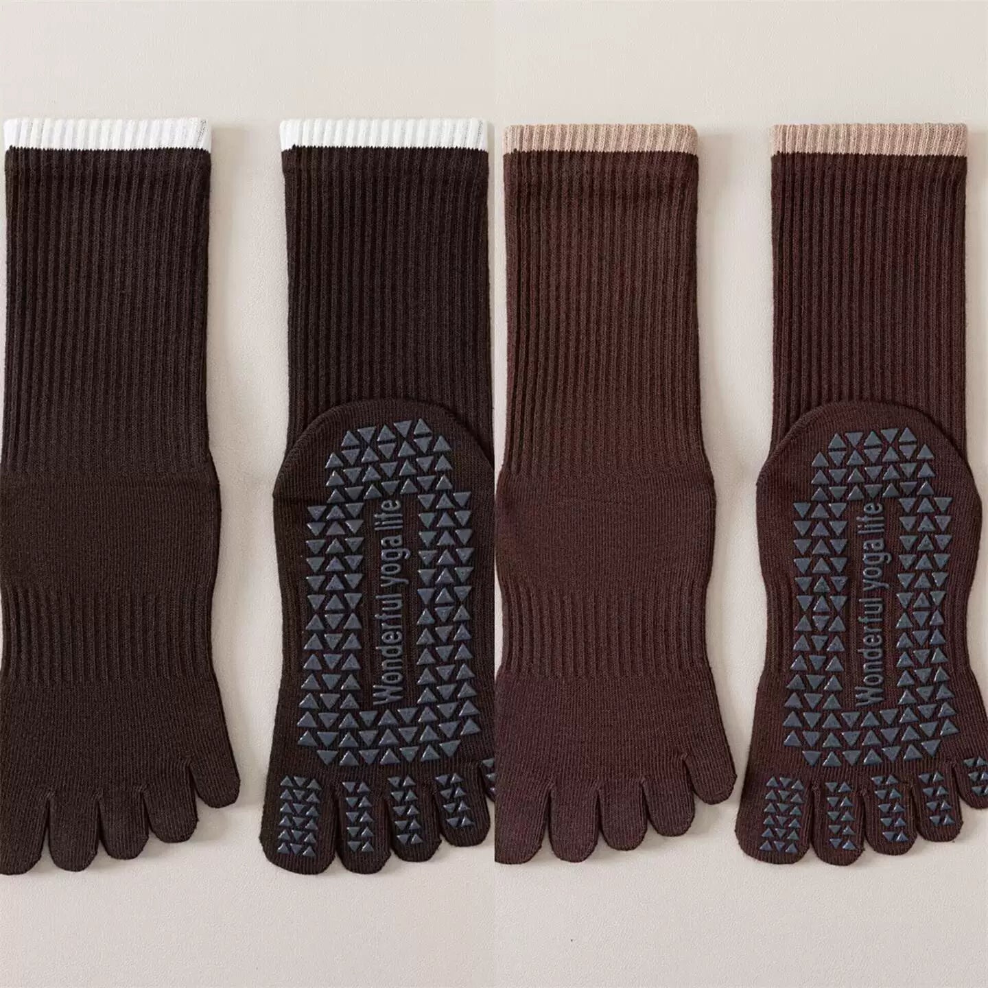 Findszx | Women’s Striped Five-Toe Yoga Socks with Grip for Pilates, Dance & Indoor Fitness