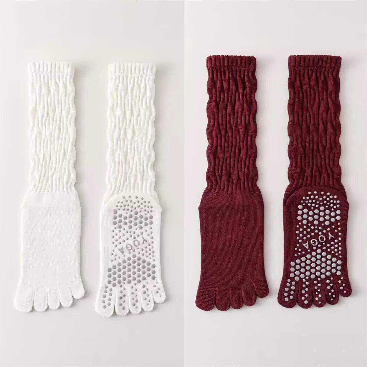 Findszx | Five-Toe Calf Socks for Yoga & Pilates Wear, Clean Minimal Design, Everyday Active Style